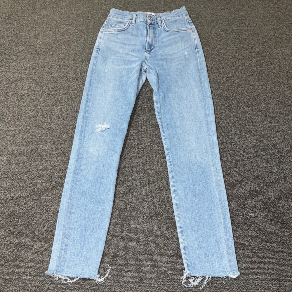 AGOLDE Sophie High Rise Skinny Jeans Light Wash Raw Hem Size 25 Boho Casual